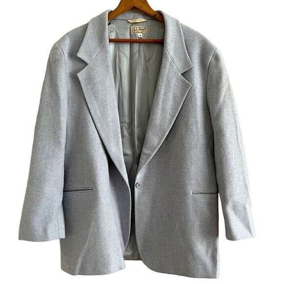Vintage LL Bean Blazer Jacket Coat Wool Light Blue size 18 Preppy Heritage - Picture 1 of 11